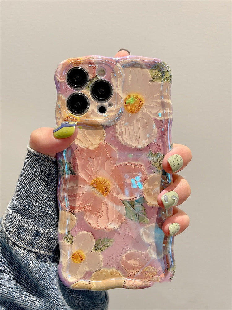 Silicone résistant à l'huile peinture Flower Phone Case