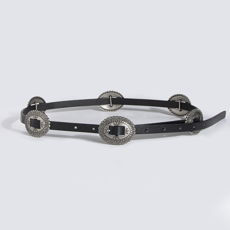 Bohemian Style Ceinture Accessoires Western Style Ceinture pour Femme Tout-match PU Ceinture mince