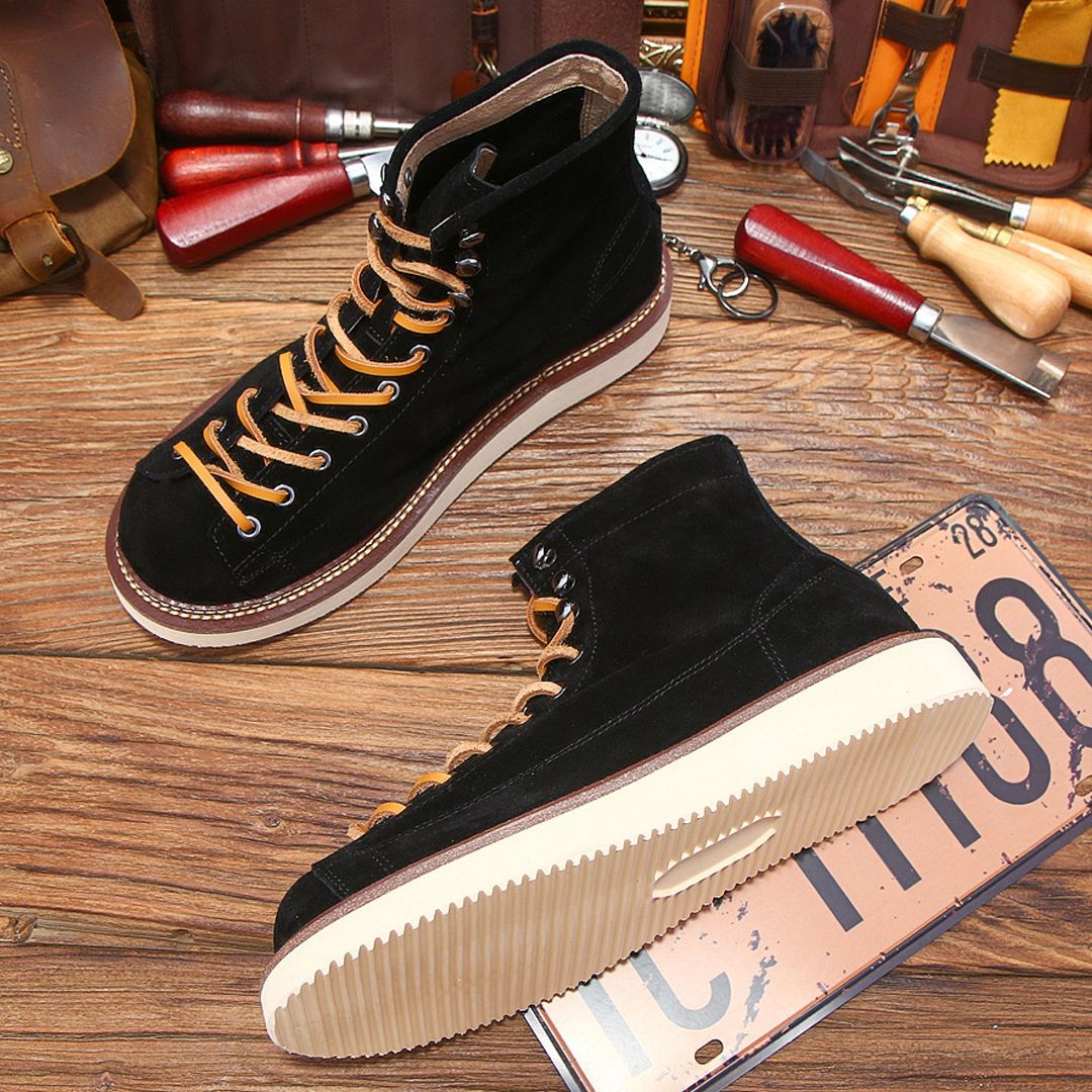 Platform Heightening Vintage Suede Breathable High-Top Work Boots