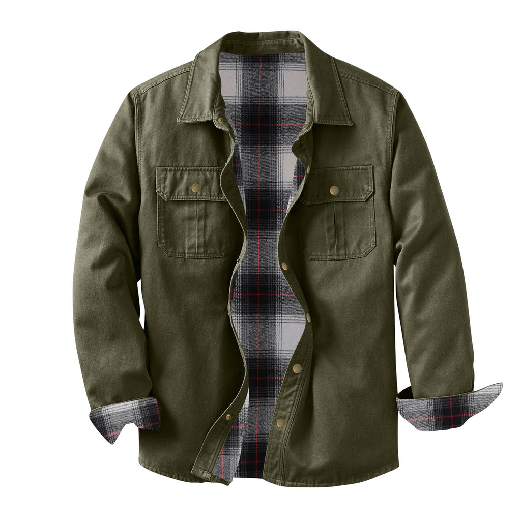 Veste de travail en toile lavée avec une doublure en plaid