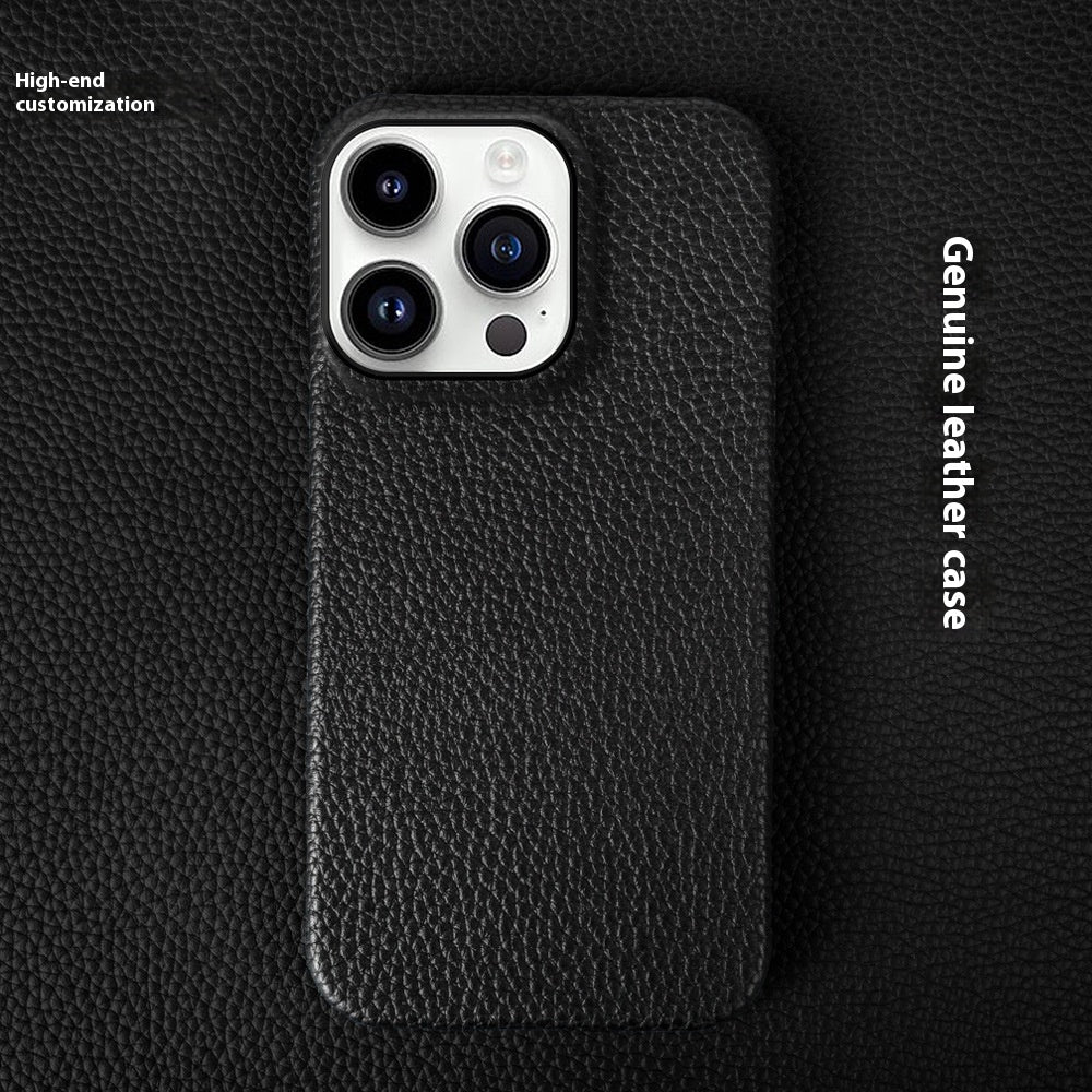 Simple Solid couleur cuir demi-paquet de téléphone Case