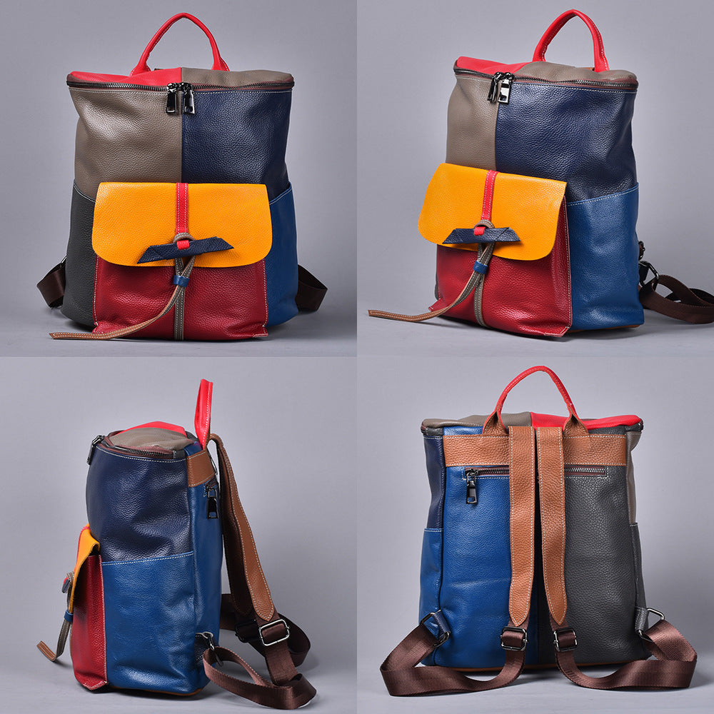 Sac à dos vintage pour femmes Cowhide First Layer