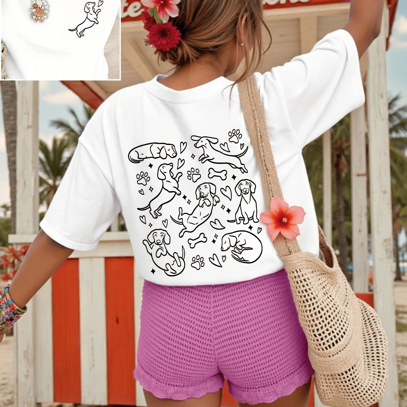Hommes et femmes Été Casual T-shirt imprimé à double face