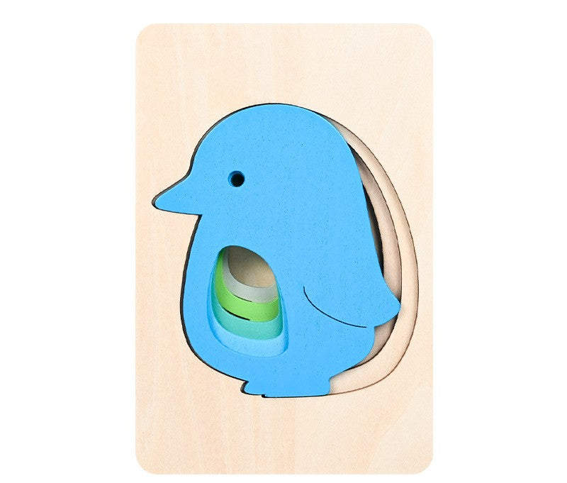 Modèle de Puzzle 3D en bois d'animal multicouche pour enfants