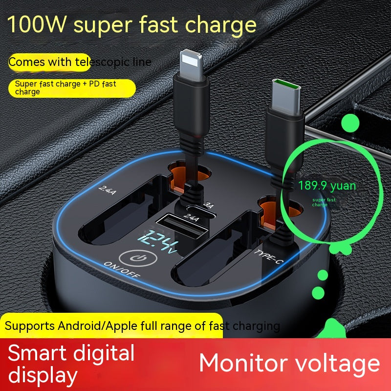 Chargeur de voiture Cup livré avec deux fils flexibles