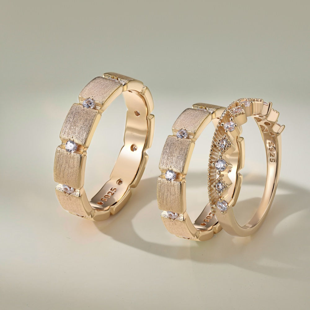 S925 Argent Sterling Hommes et femmes Couple Anneaux Personnalité Mode Rond Zirconium Gang D
