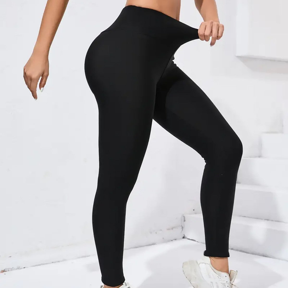 Leggings à manches hautes en polaire élastique thermique