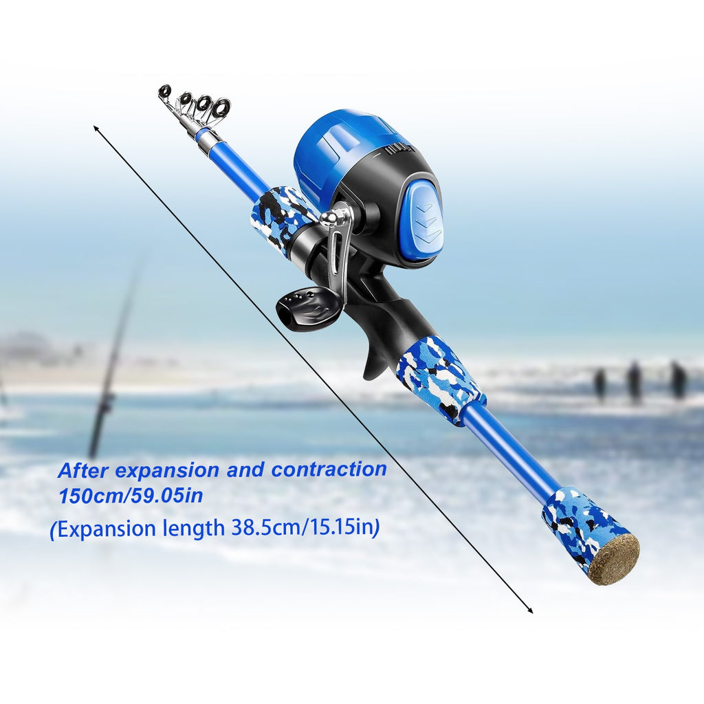 Barre de pêche – Ensemble de tige télescopique et bobine – Accessoires de pêche