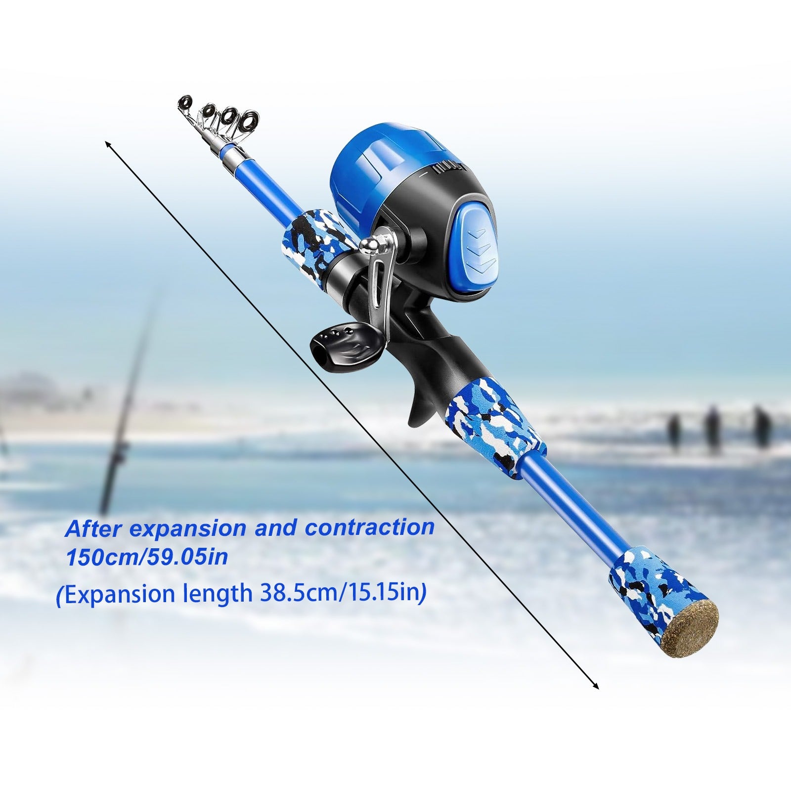 Barre de pêche – Ensemble de tige télescopique et bobine – Accessoires de pêche