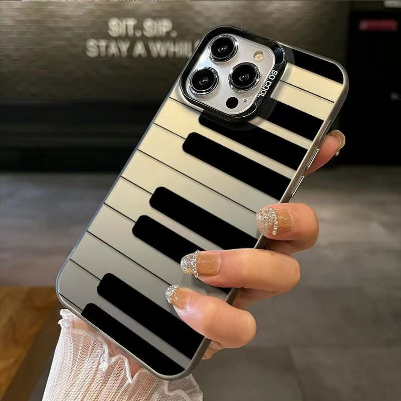 Étui de téléphone à thème noir et blanc pour piano
