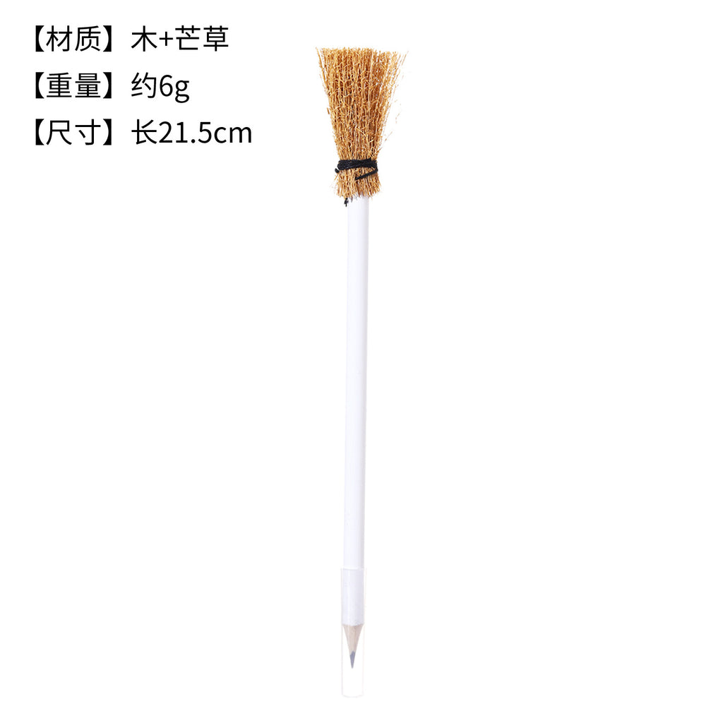 Crayon en bois d'Halloween Magic Wand Crayon Witch Broom Pen Harry Potter Verres Cadre Craft