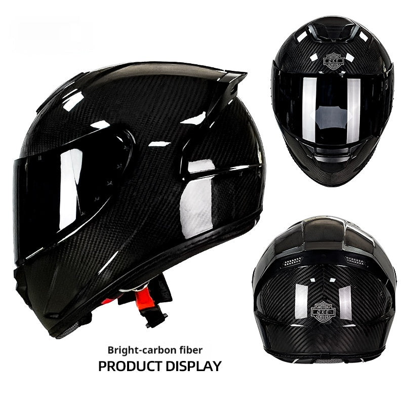 Casque de moto en fibre de carbone Personnalité de moto Léger Type de couverture complète