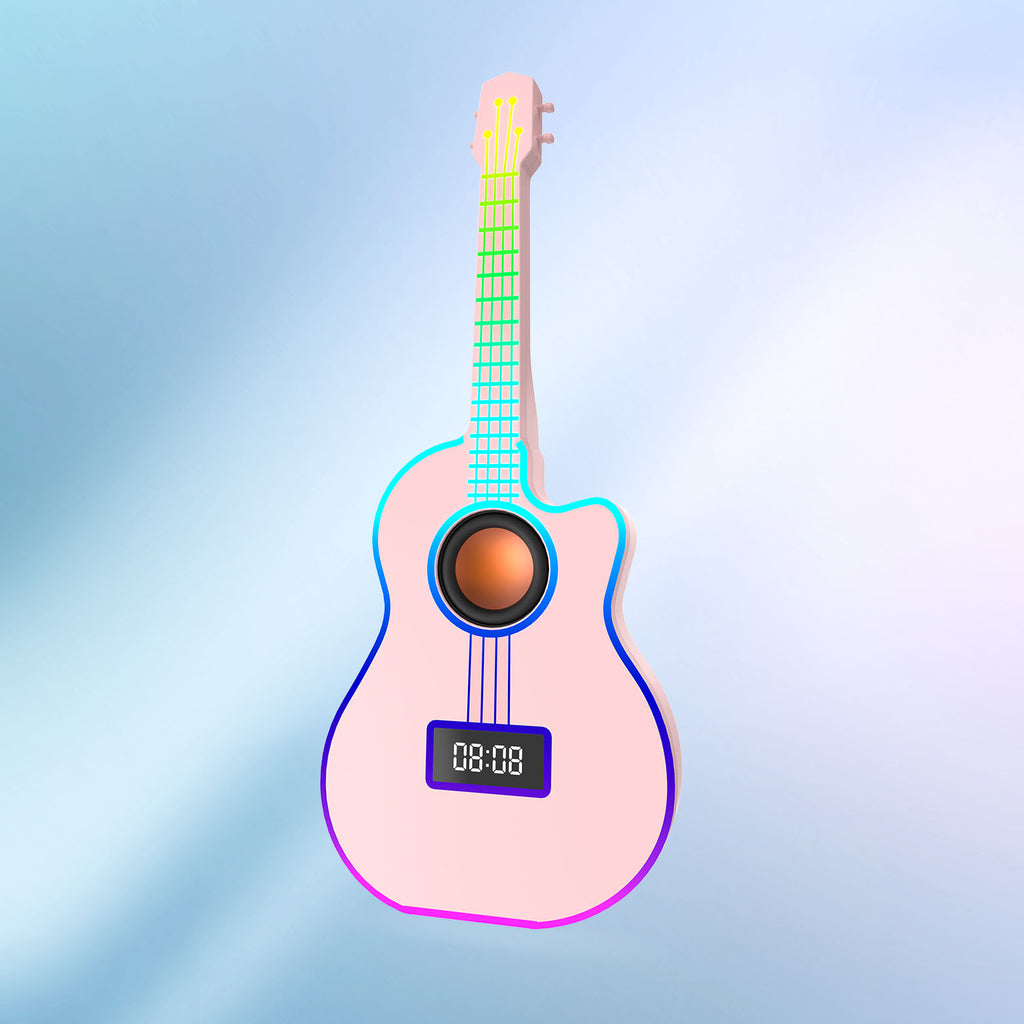 Haut-parleur Bluetooth Guitar avec réveil et éclairage ambiant vibrant