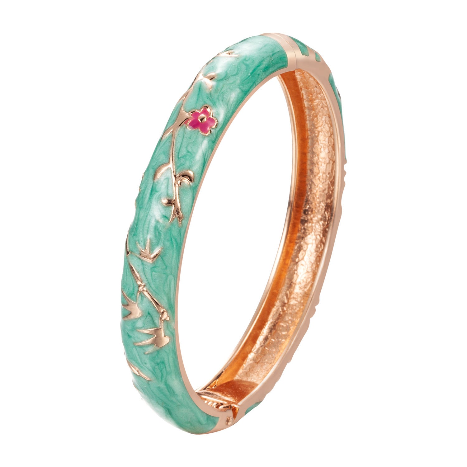 Dai Li Style Ethnique Green Series Bracelet Fleur Style Chinois Bracelet Peony Enamel Drop