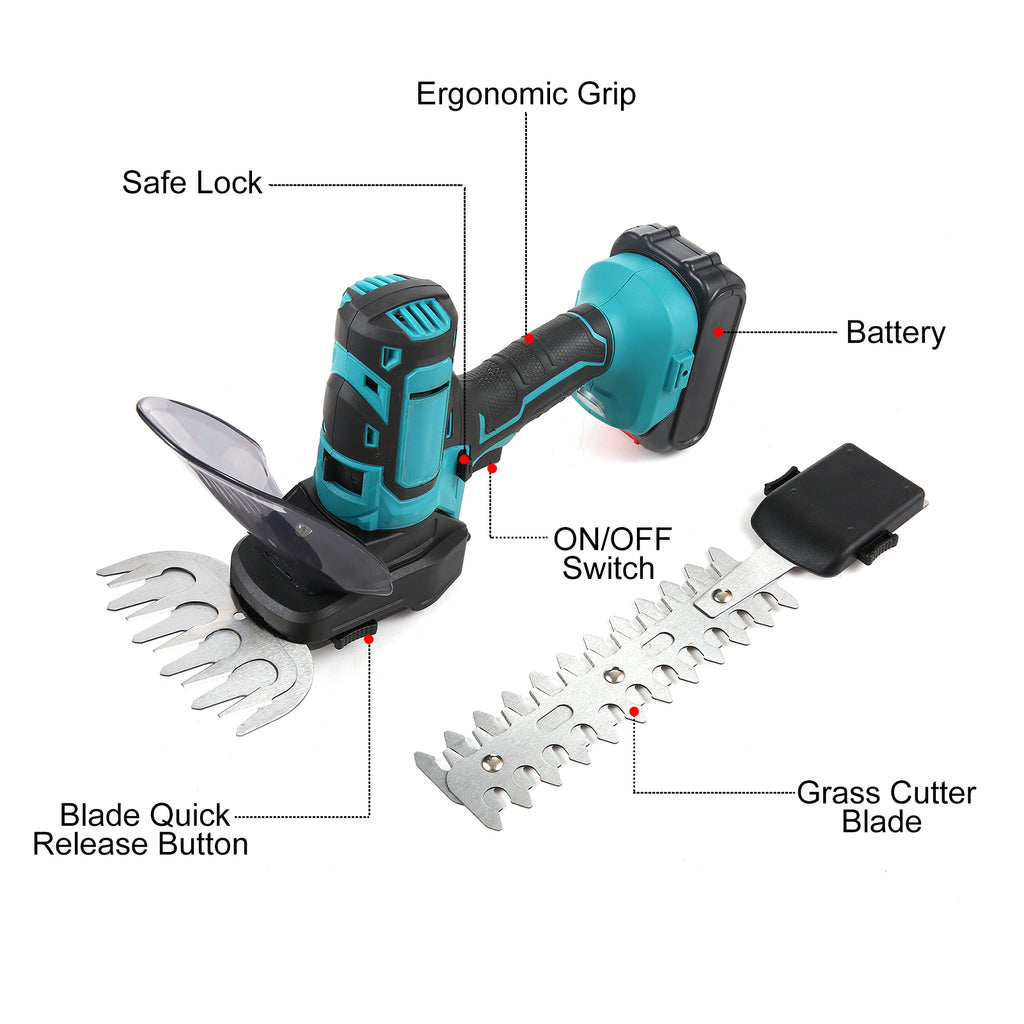20V sans fil Grass Trimmer 2000mAh 2 En 1 main de pelouse électrique Trimmer Hedge Trimmer Wit