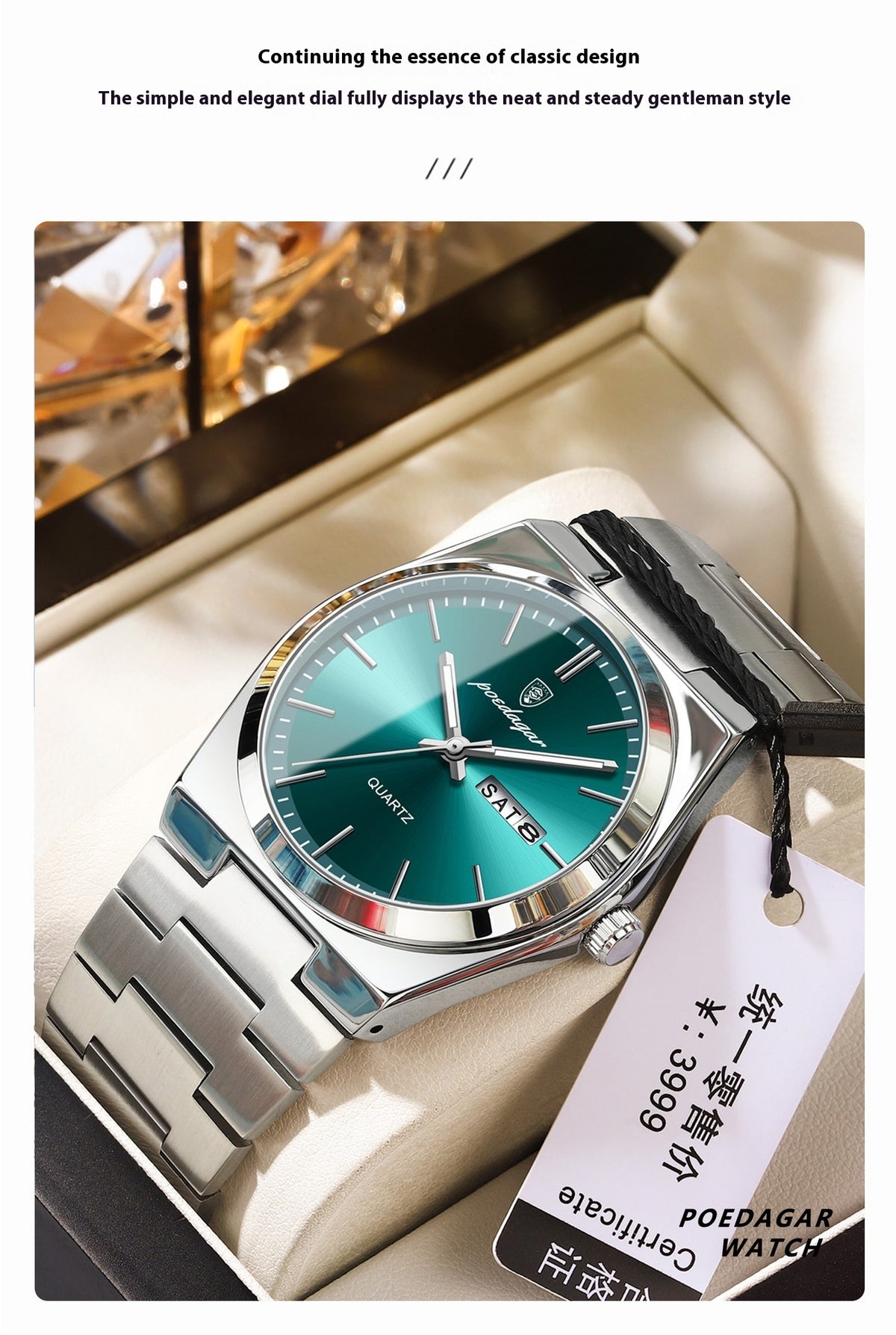Montre à quartz ultra-mince étanche pour hommes