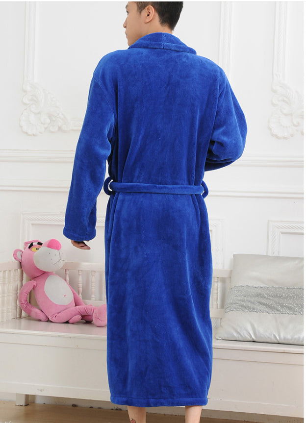 Solid Color Polo Collar Casual Flannel Couple Loungewear