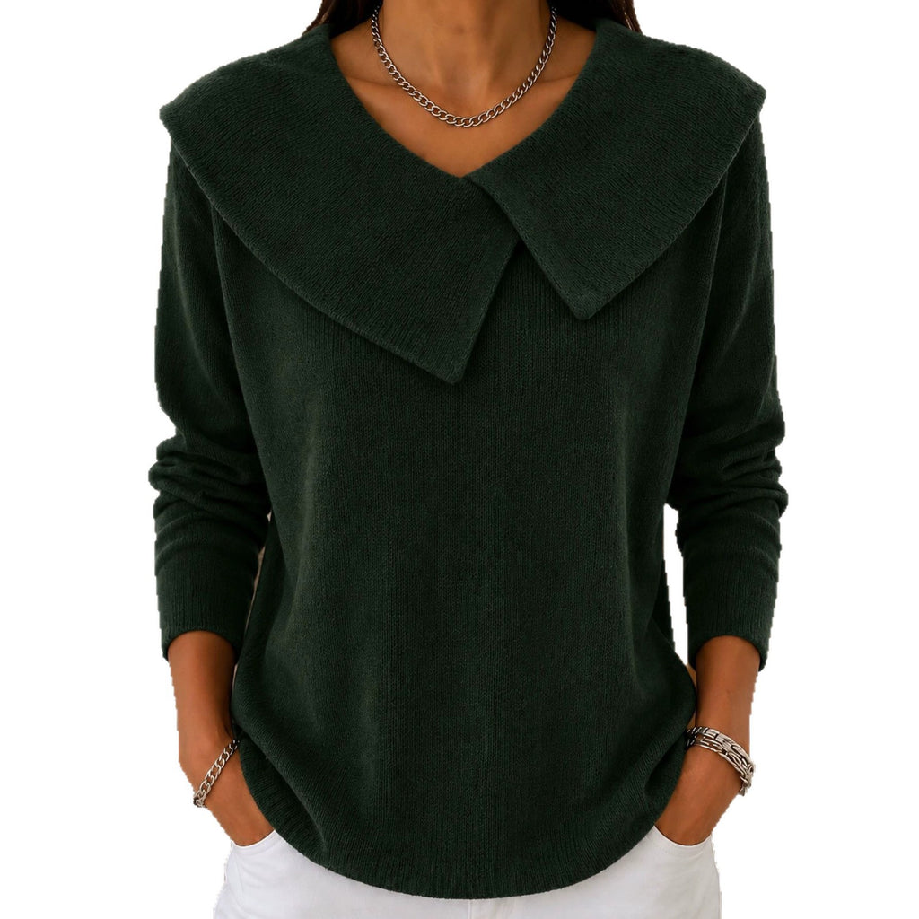 Slim-fit col V Sweater Versatile Solid-color Knit Top
