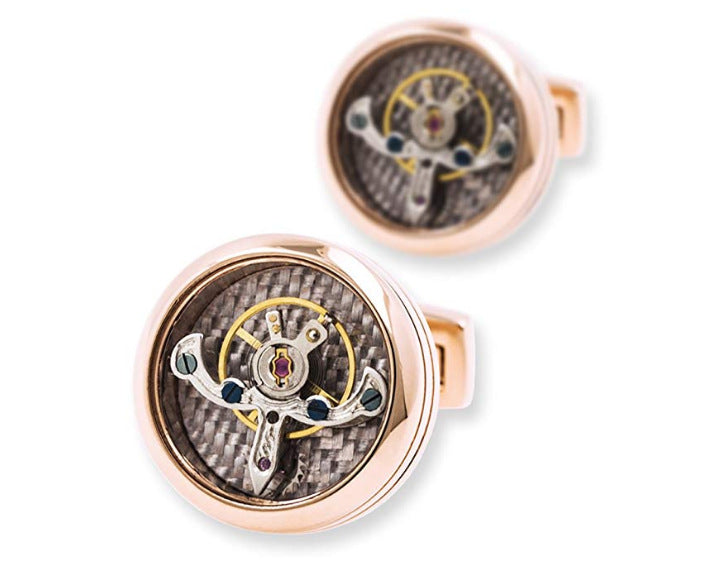 Tourbillon Mouvement Français Chemise Boutons de manchette Acier inoxydable Mécanique