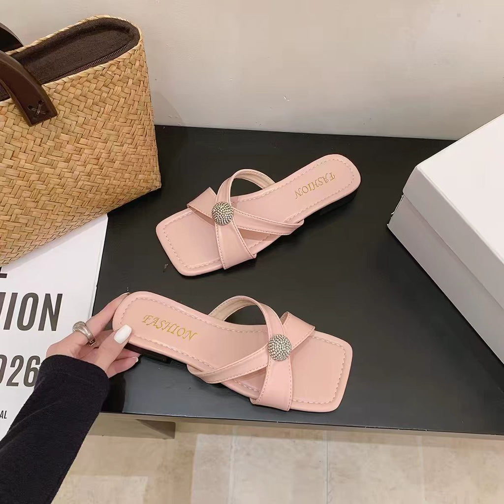 Femmes Style de fée Toe ouvert T-Strap Sandales à glissière plate