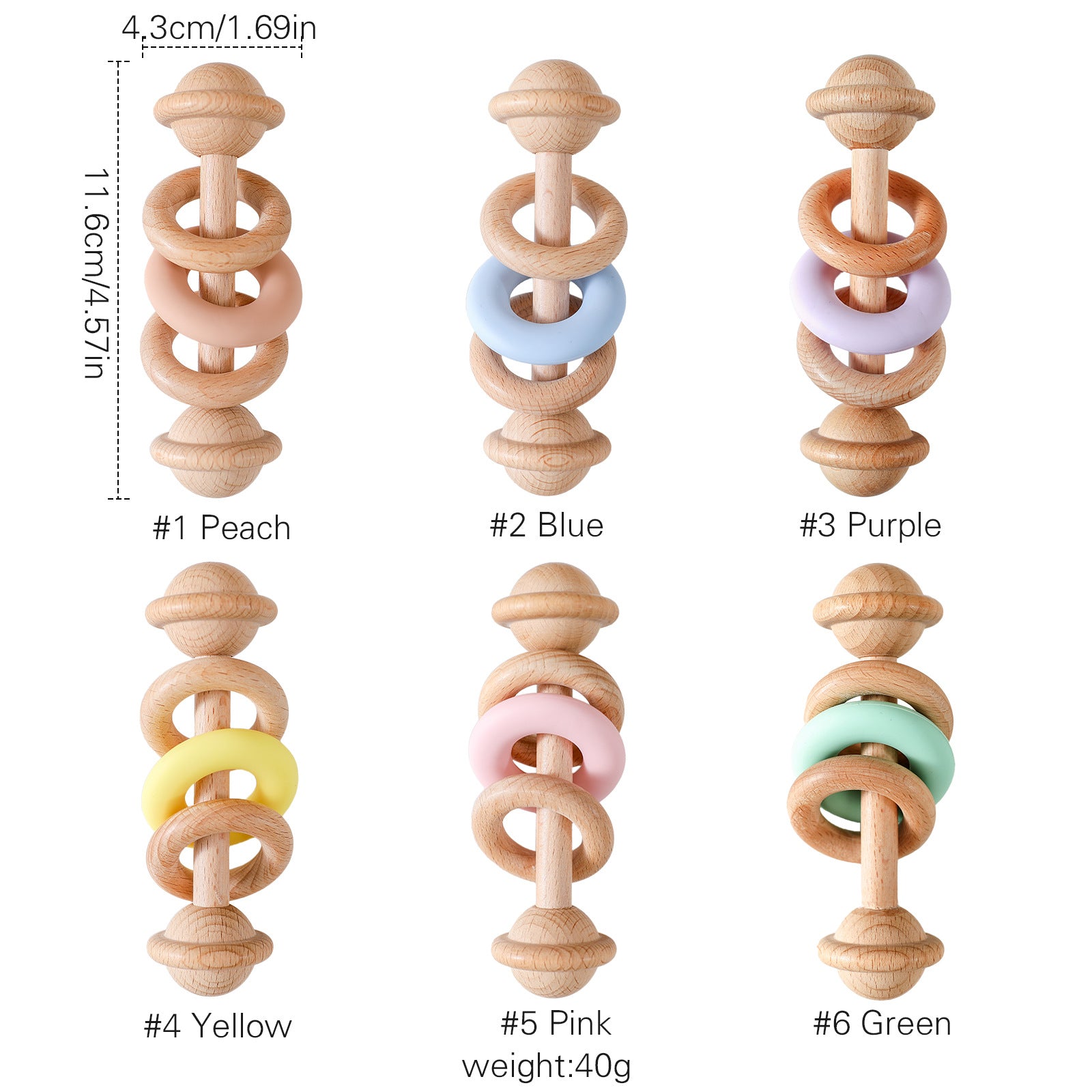 Anneau de silicone en bois en forme de clochette bébé