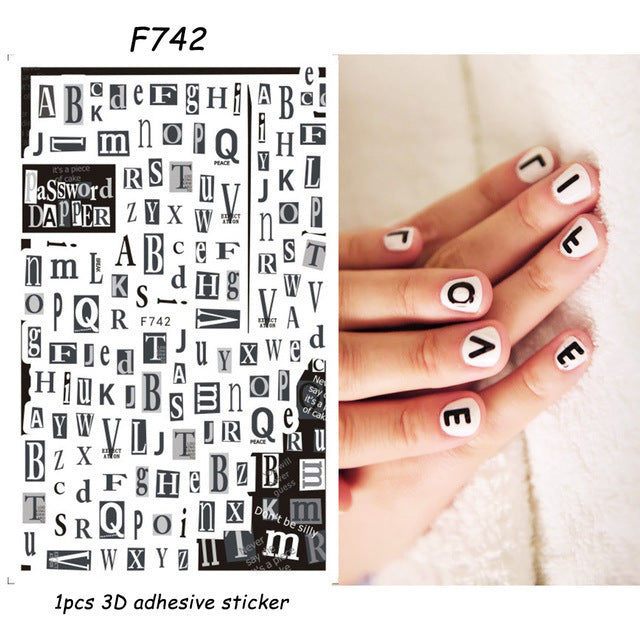 Stickers Adhésif Art des ongles style Instagram Black and White Butterfly Punk Vibe
