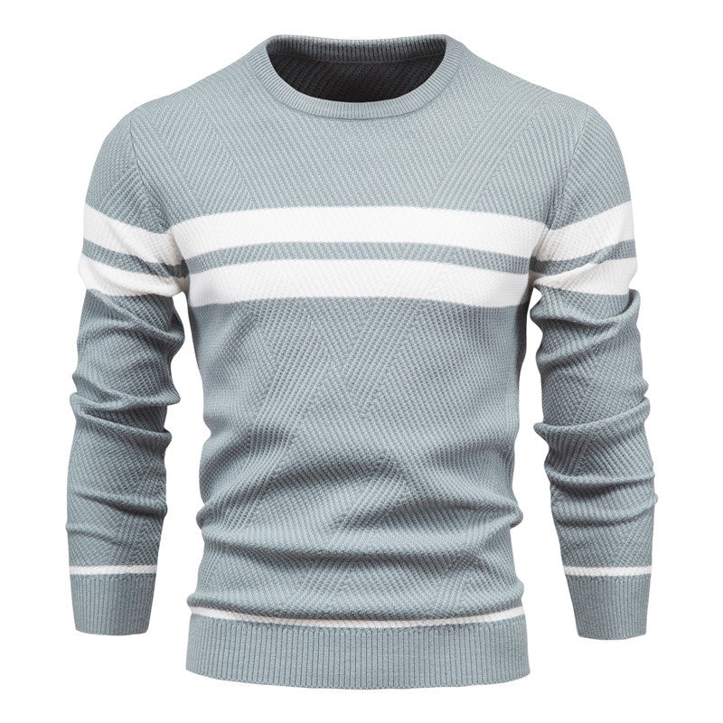 En stock L'automne et l'hiver hommes occasionnels rayés hommes Pullover couleur correspondant Roun