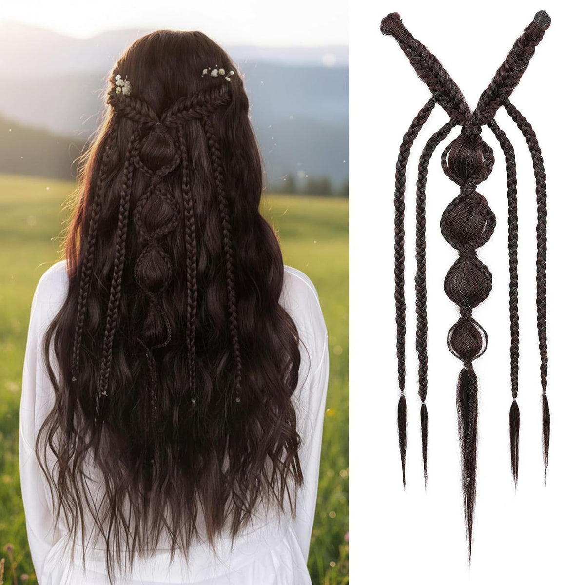 Braided bohemian synthetic hair wig