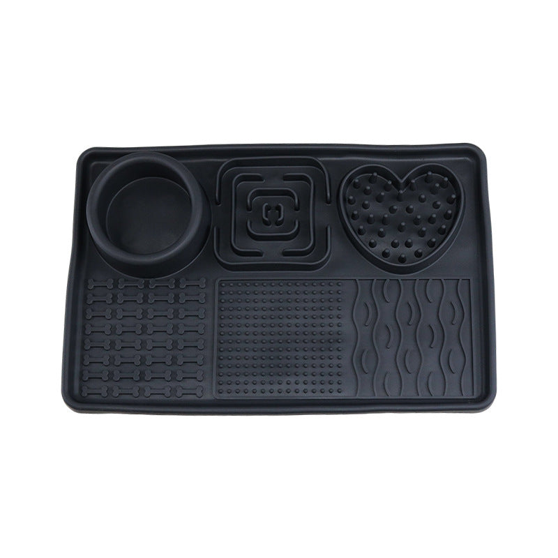 Bol d'alimentation multifonctionnel pour animaux de compagnie en silicone couleur solide