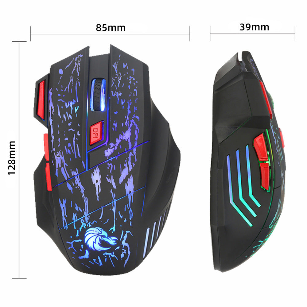 Crack d'eau coloré Souris de jeu lumineux Souris filaire