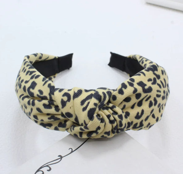 Chanel-style noir et blanc Contraste Leopard-print Tête de bande et tissu cheveux Cli