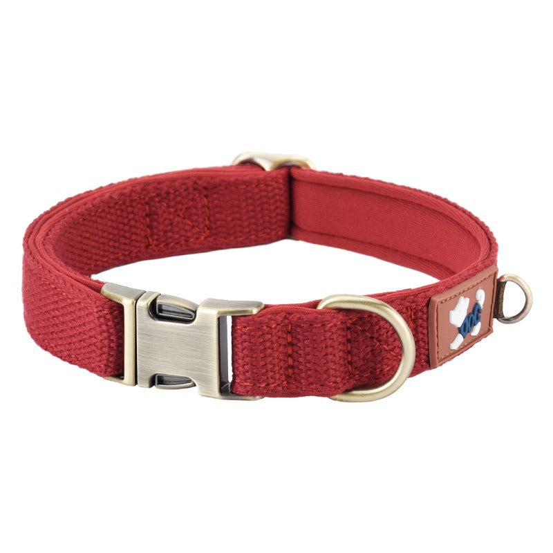 Webbing Dog Collar with Cotton Space Lining Adjustable Collar