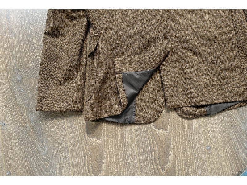 Style américain Vintage Herringbone Tweed lourd poids veste de travail en laine