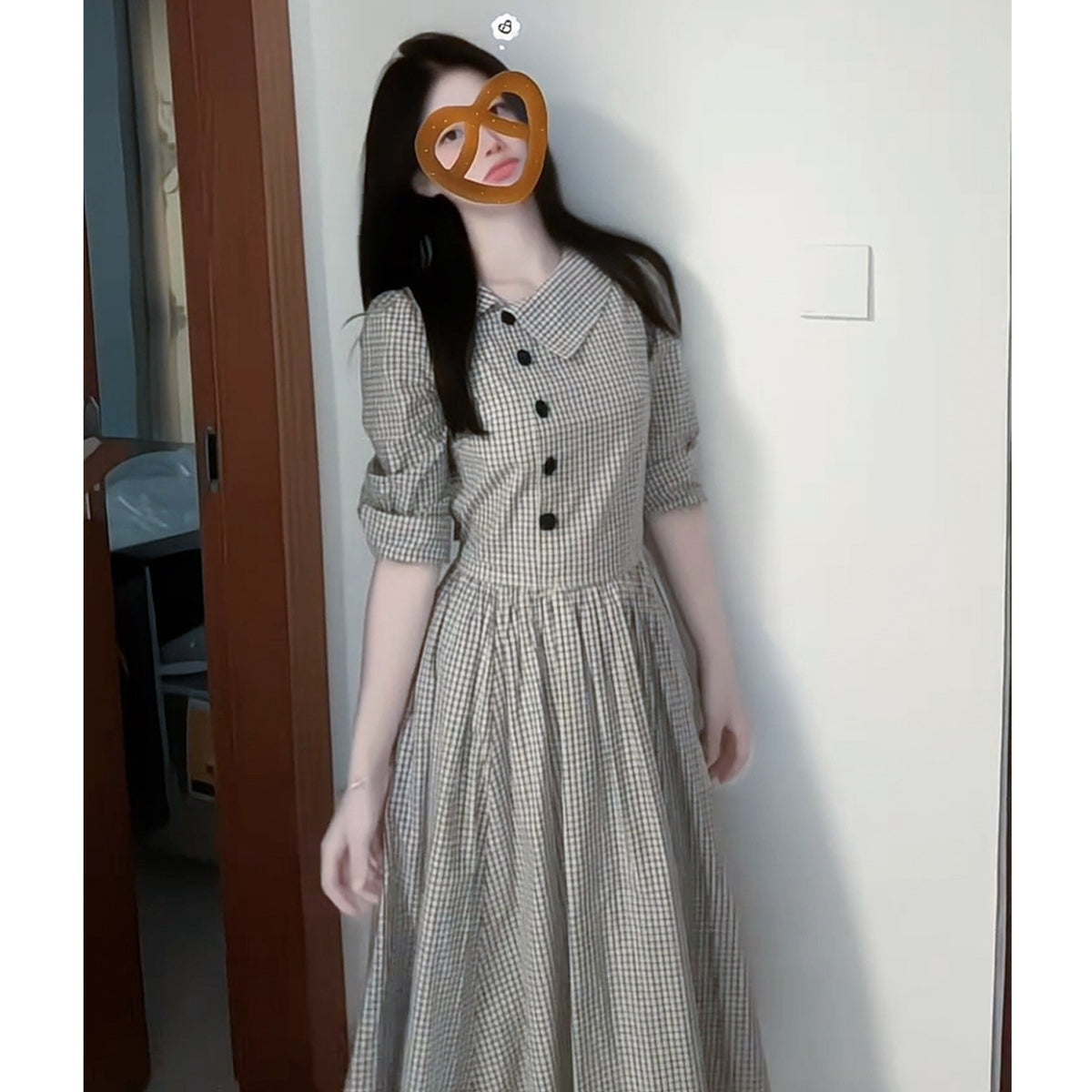 Robe de lapelle à manches longues de style français
