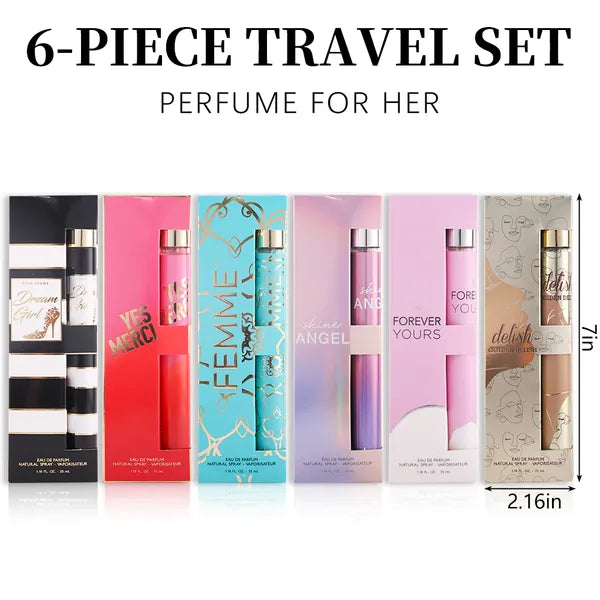 Ensemble de voyages pour femmes de 6pcs Eau De Parfum - Longue durée