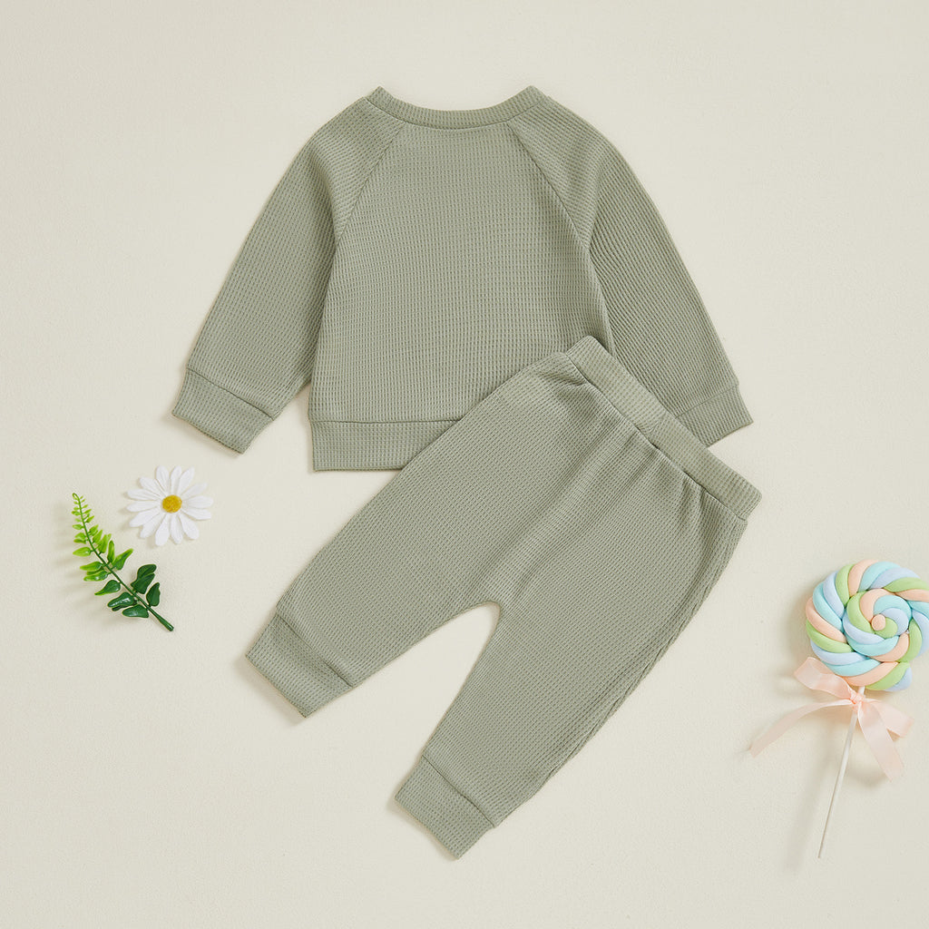 Solid color baby top and pants