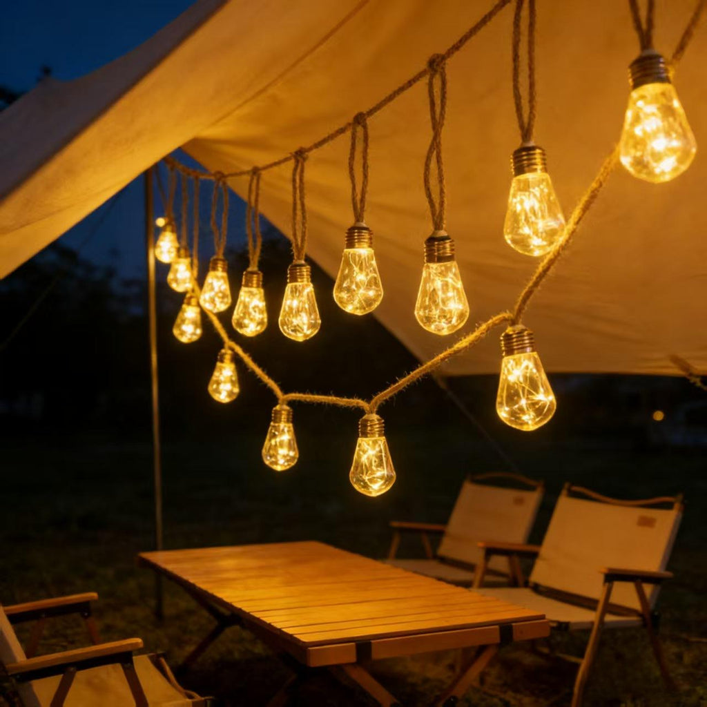 Lumières extérieures à chaîne de chanvre à propulsion solaire