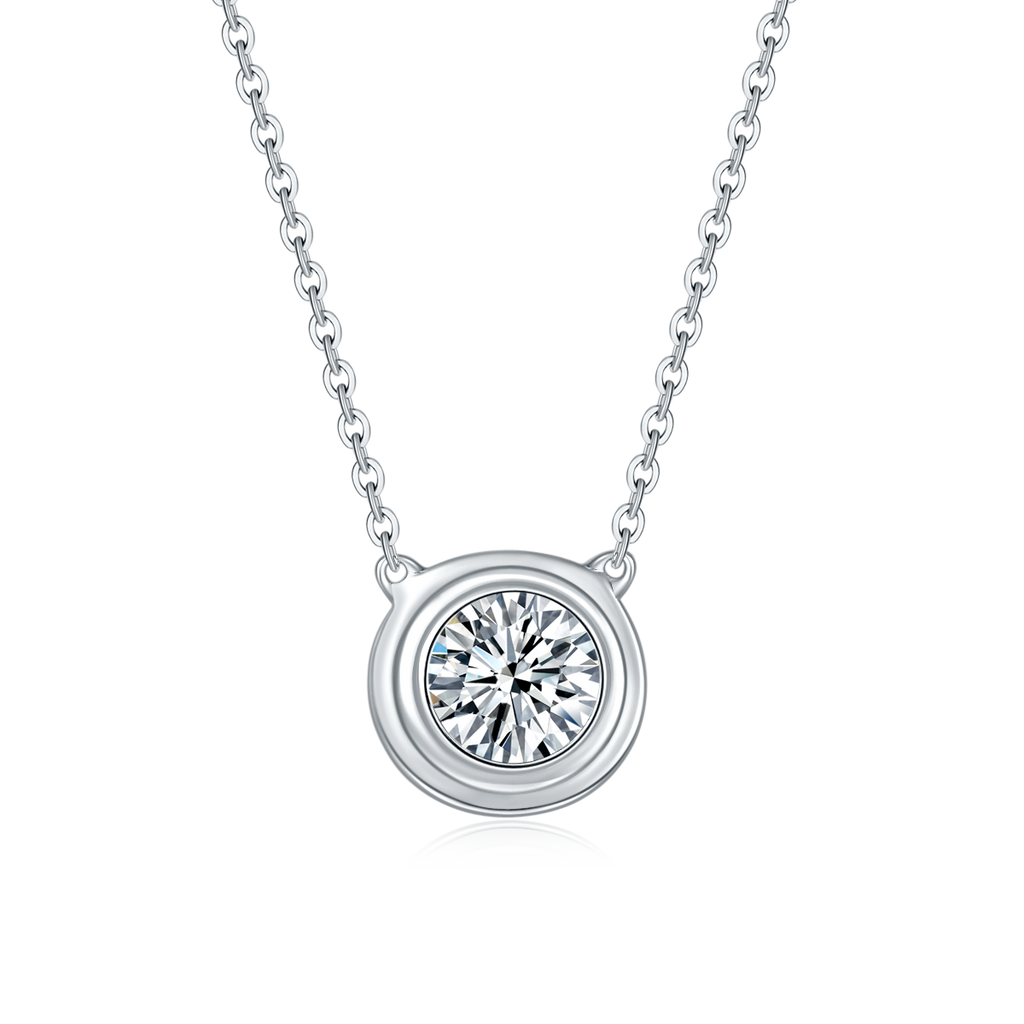 S925 Collier en argent sterling 1ct Moissanite