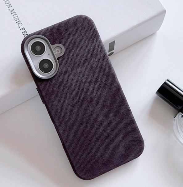 Étui de téléphone en cuir magnétique en flanelle