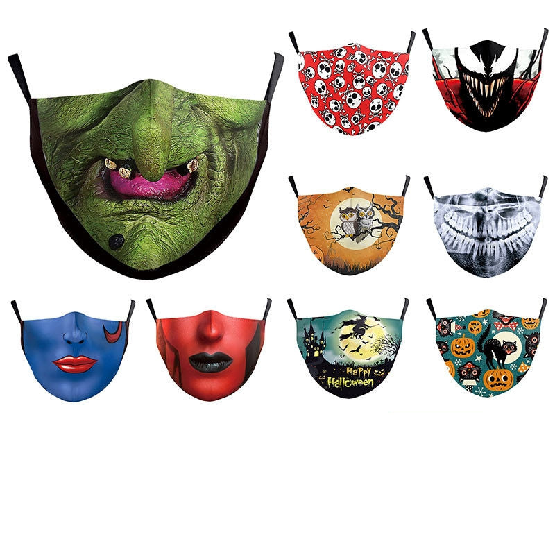 Crâne d'Halloween Impression numérique drôle Masque de poussière double couche