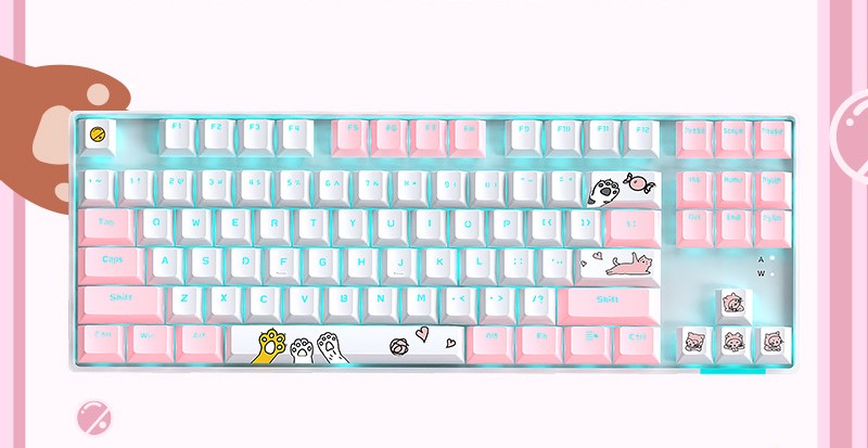 87 Key Rgb Effet de lumière Axis vert Clavier mécanique portable