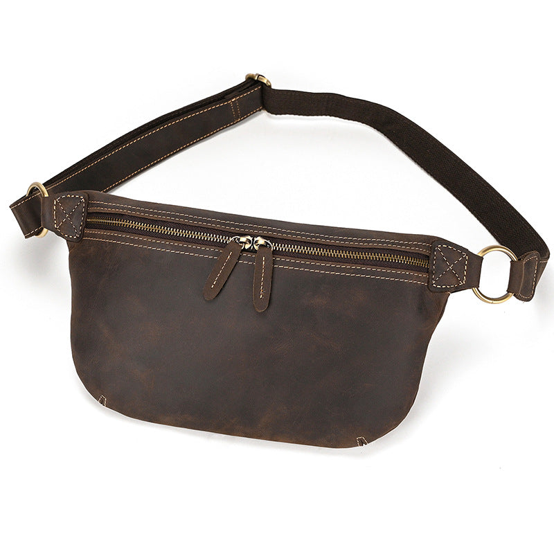 Sac de ceinture en cuir Retro Crazy Horse multifonctionnel homme