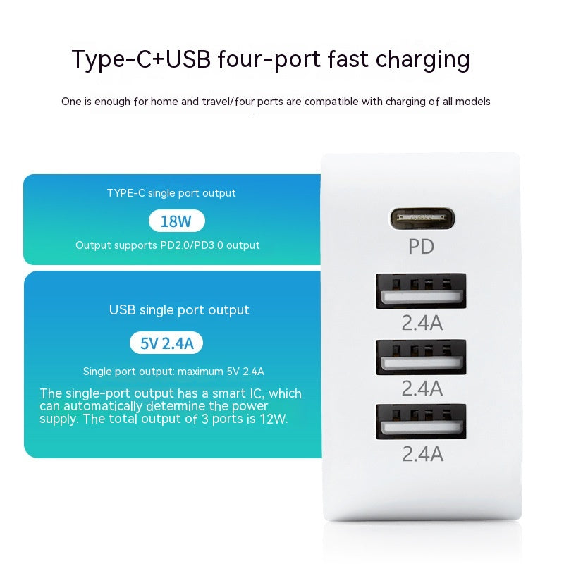 Chargeur de téléphone portable Pd20w Chargeur USB Adaptateur multiports Pse Chargeur 30W