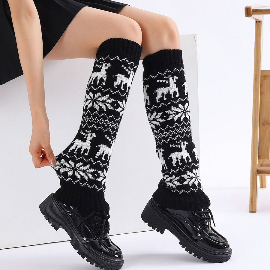 Filles Femmes Automne Hiver Jambe Warmers Reindeer Pattern Longueur genou Leggings Warm Femme Donc