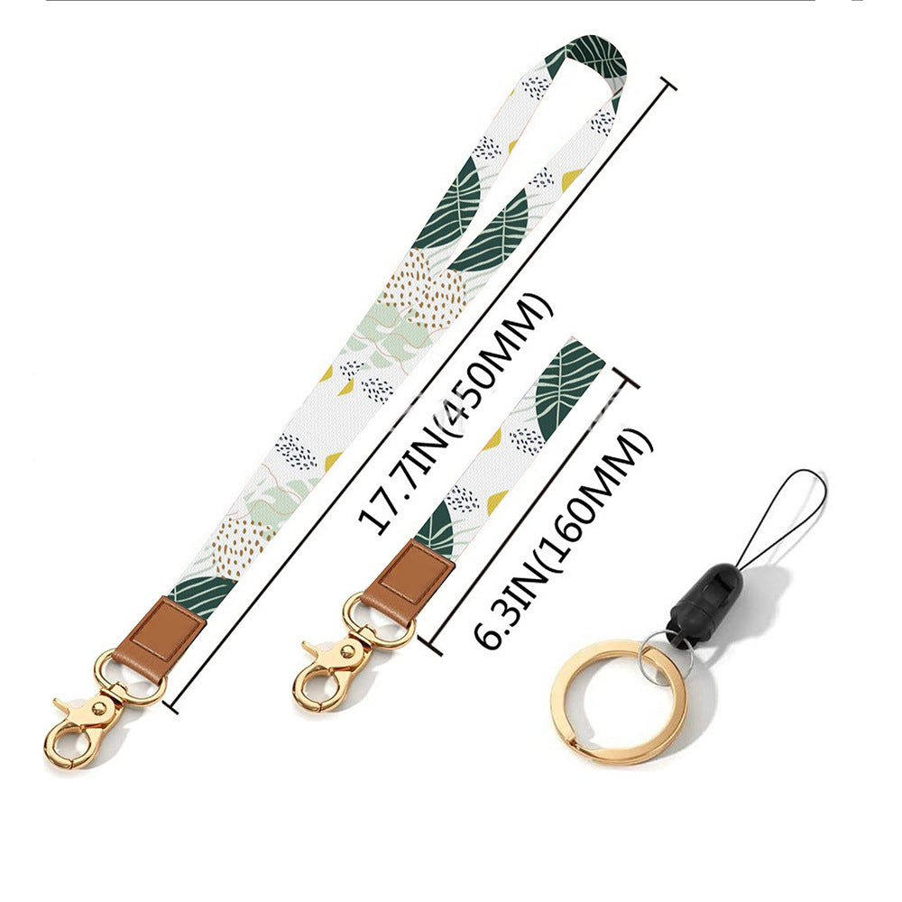 Leather-Polyester Wrist-Neck Lanyard porte-clés à double usage