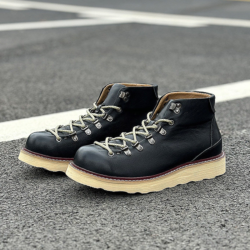 Hommes mi-à-haut en cuir véritable Dr Martens Bottes