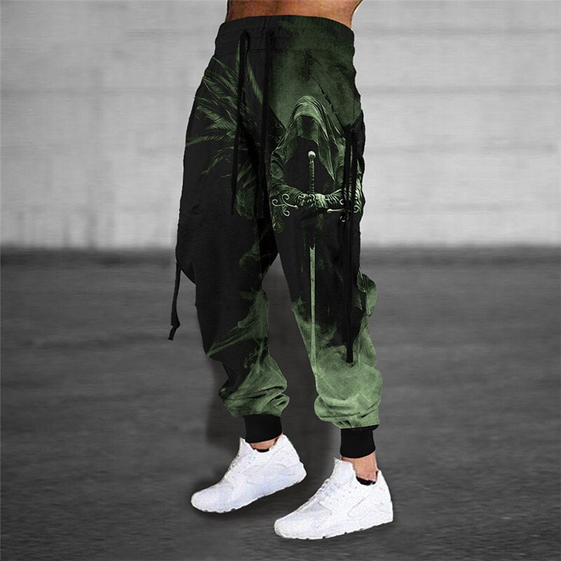 Pantalon retro Harem drawstring élastique avec imprimé animal 3D pour hommes Pantalons athlétique
