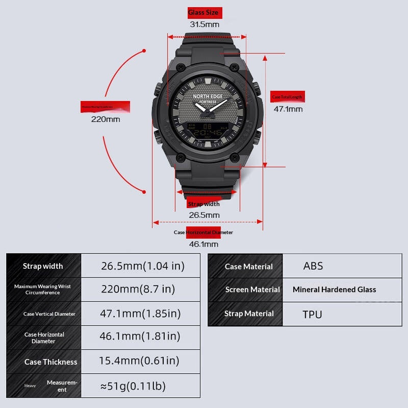 Montre Quartz lumineux à double affichage multifonction pour les étudiants