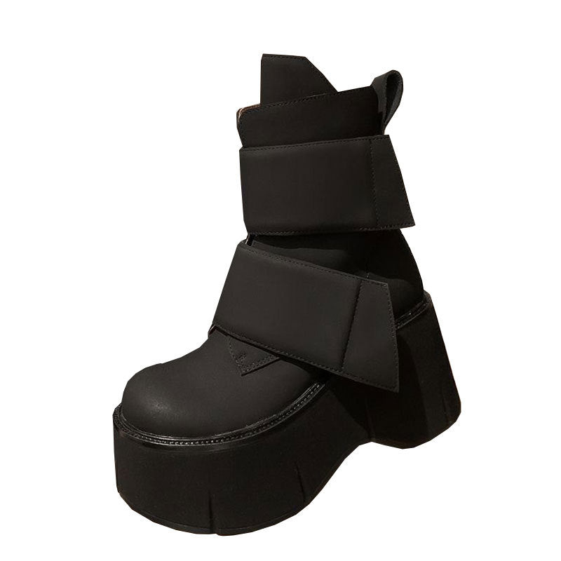 Bottes de velcro de style préppy pour femmes