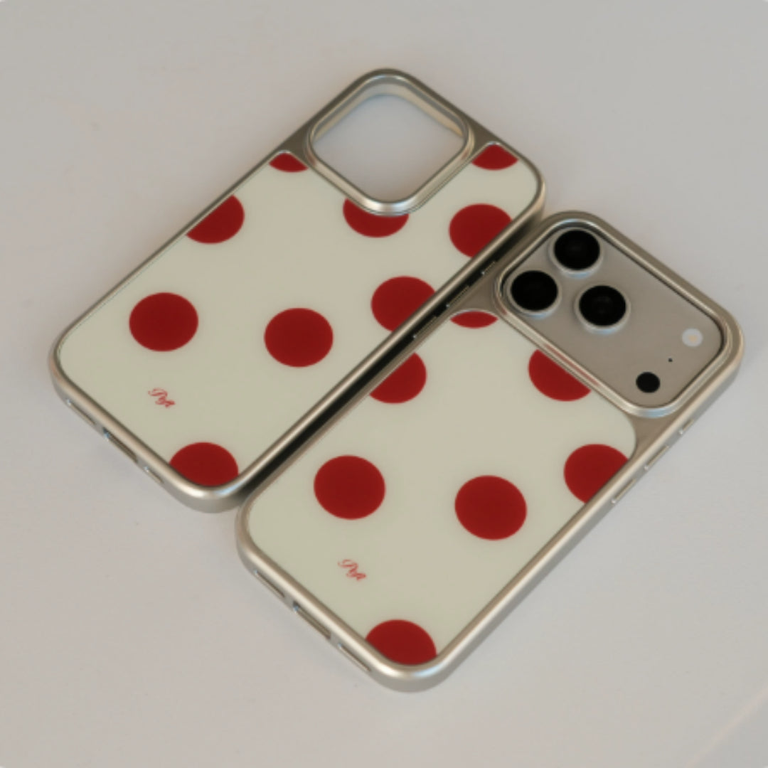 Boitier de téléphone en verre givré Retro Polka